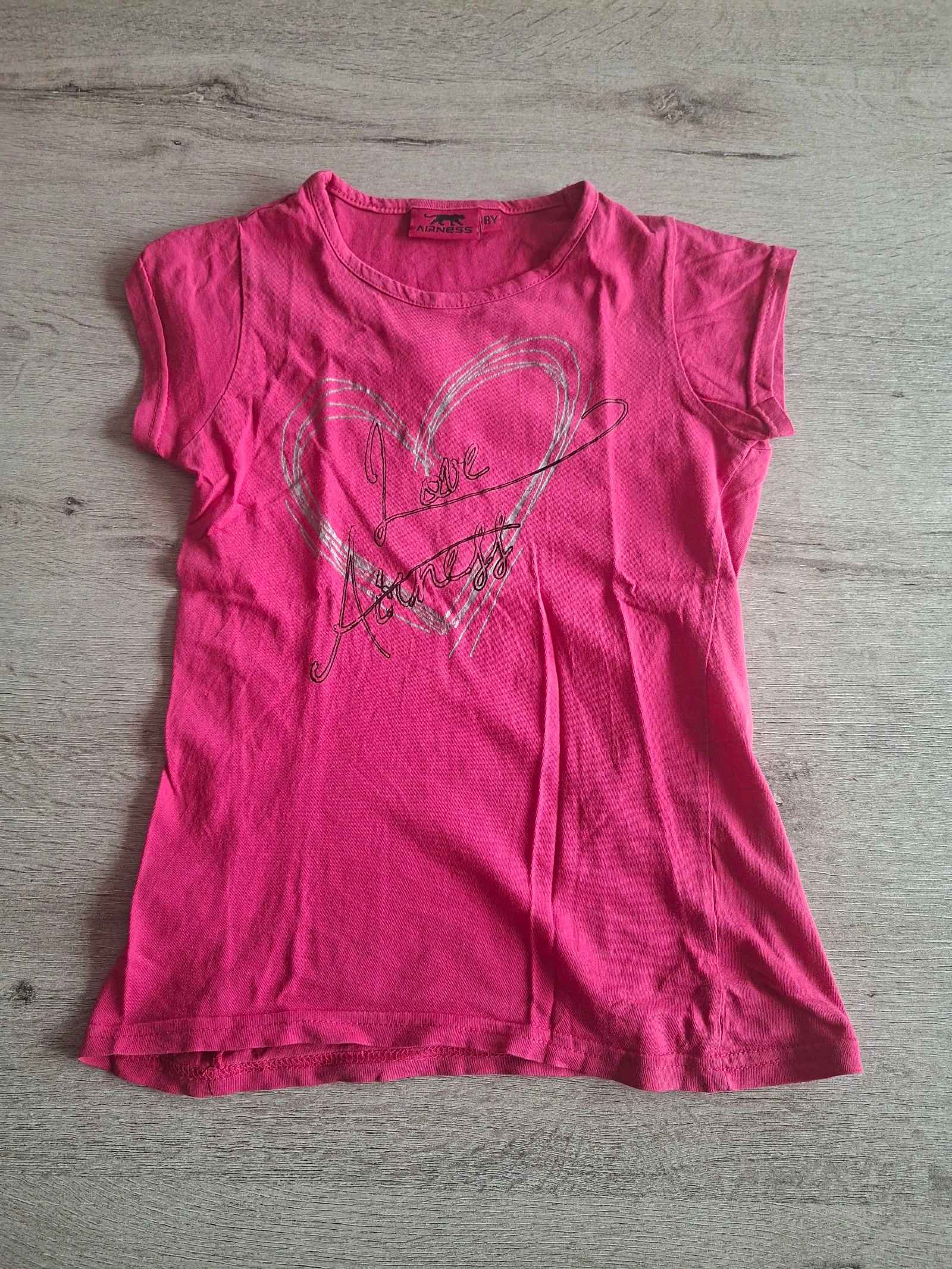 🌷F3-29🌷T-shirt fille Airness – Cœur "Love Airness" – Rose – Taille 8 ans🌷 – photo 2
